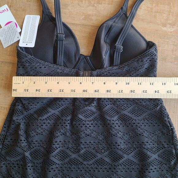 FREYA SUNDANCE Womens Black Underwire Padded TANKINI TOP Bikini Bottom 30DD / L - Picture 10 of 13